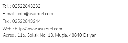 Asur Hotel & Apart telefon numaralar, faks, e-mail, posta adresi ve iletiim bilgileri